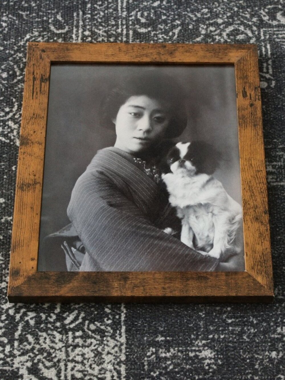 Vintage Geisha Japanese Woman Dog Photo Print 8x10 Asian Kimono Wall Decor Art